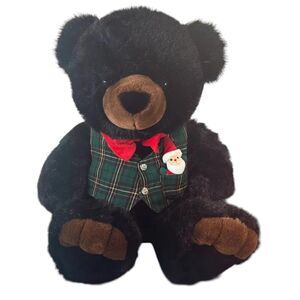 Vtg JCPenny Christmas Black Teddy Bear Plush 26" Holiday Stuffed Animal Toy Rare